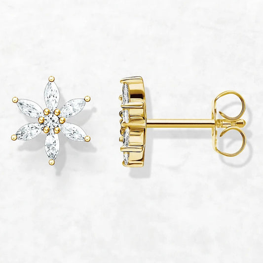 Polished Sterling Flower Studs